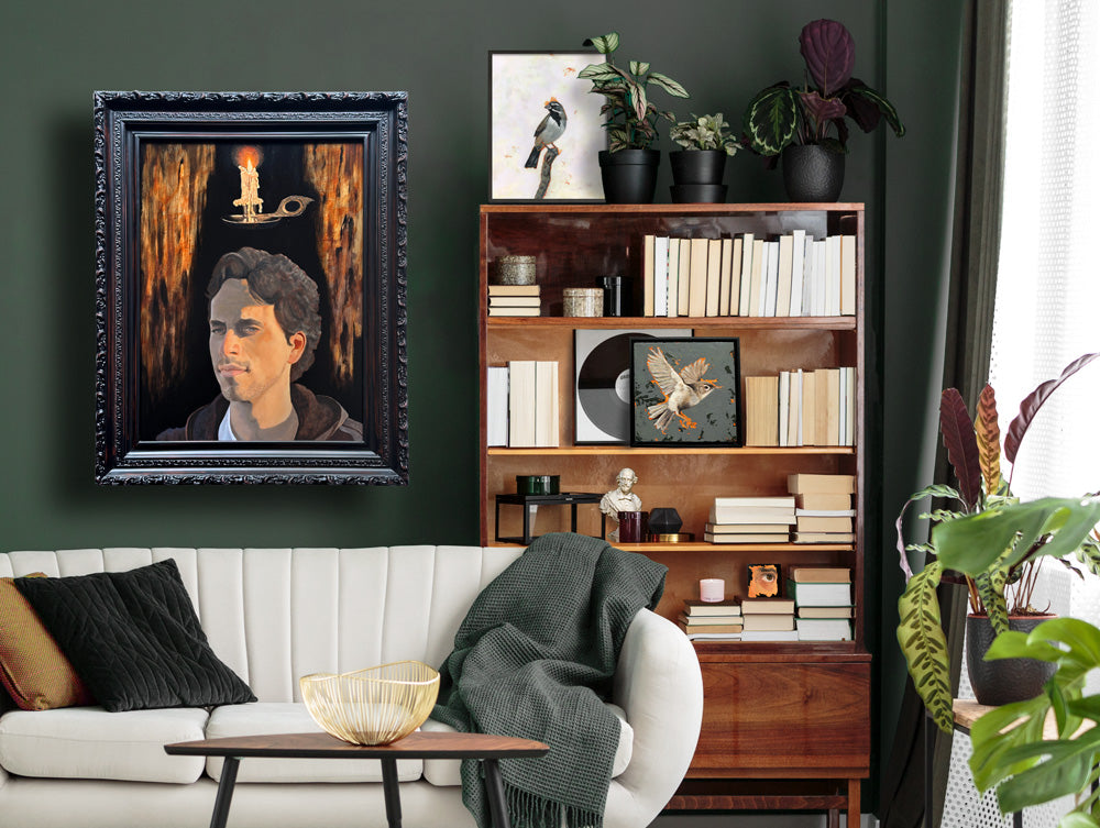 portrait painting hanging on wall