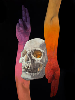 as above so below skull oil painting