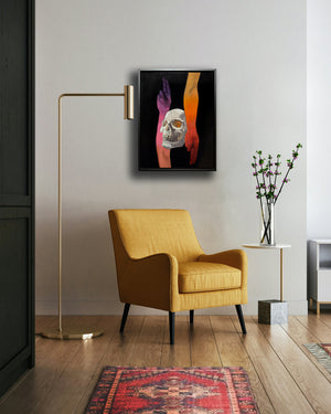 as above so below skull oil painting on wall