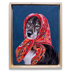 custom dog portrait painting with scarf