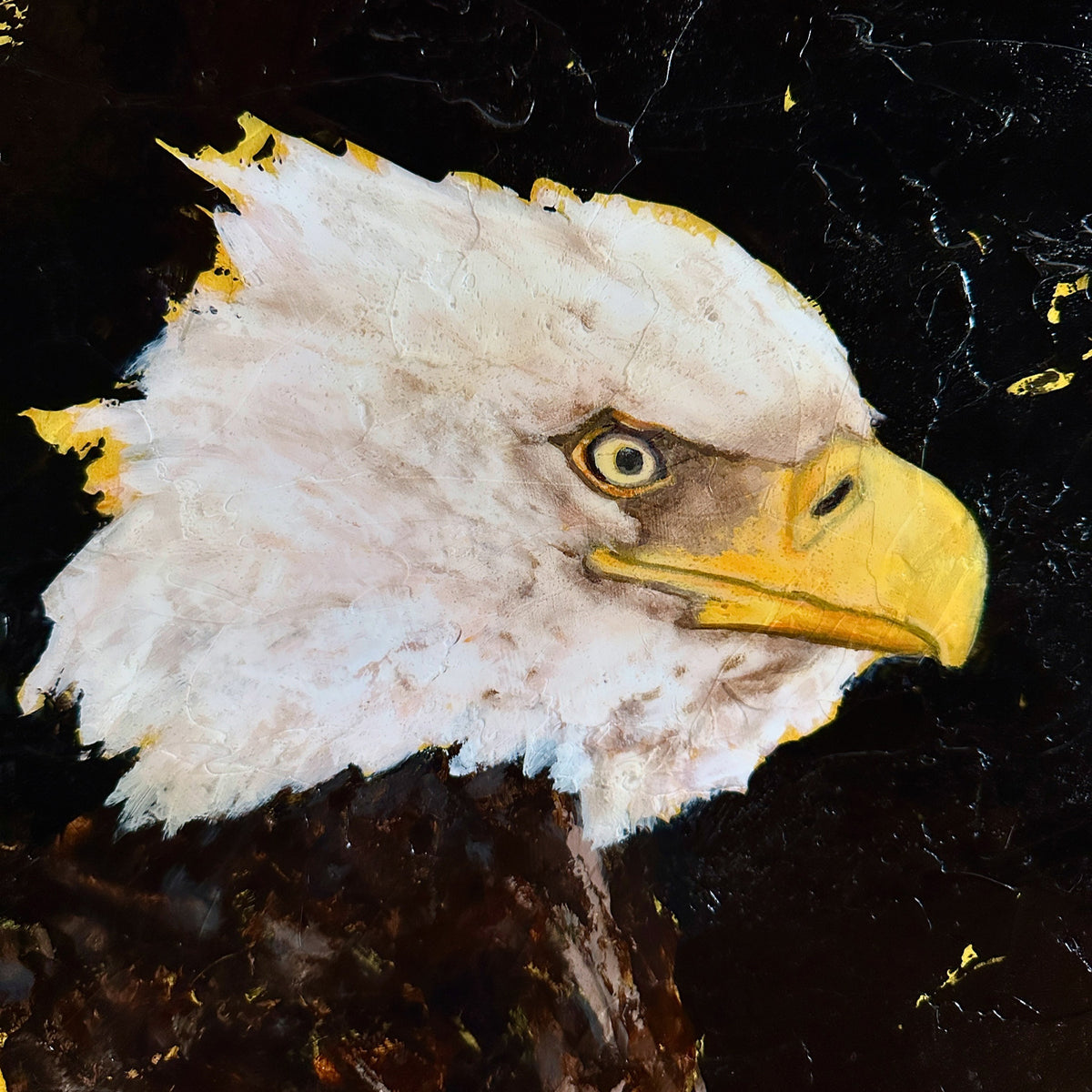 American Bald offers Eagle Original Painting on Copper in Painted Frame