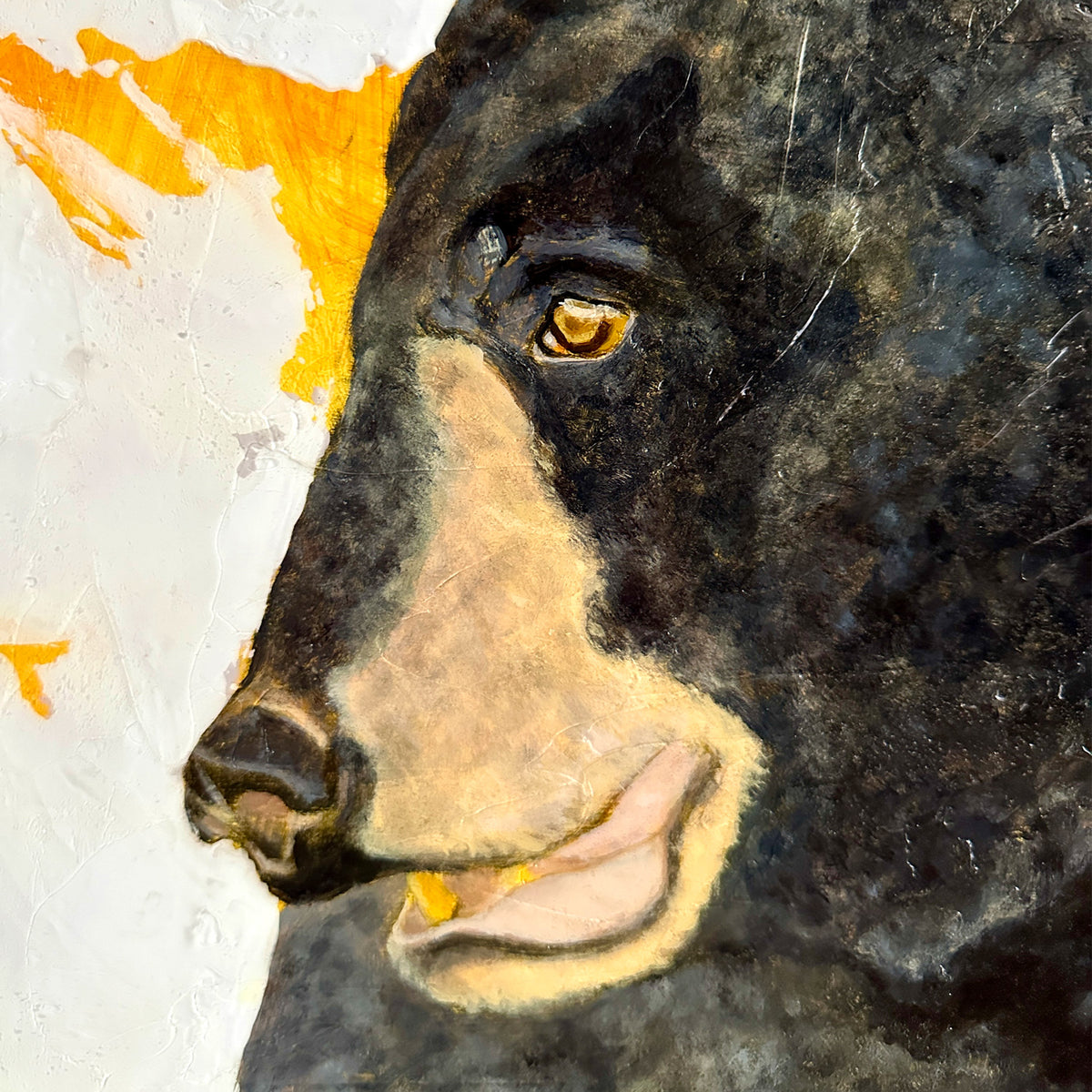 black bear painting &#39;Motherhood&#39; texture detail