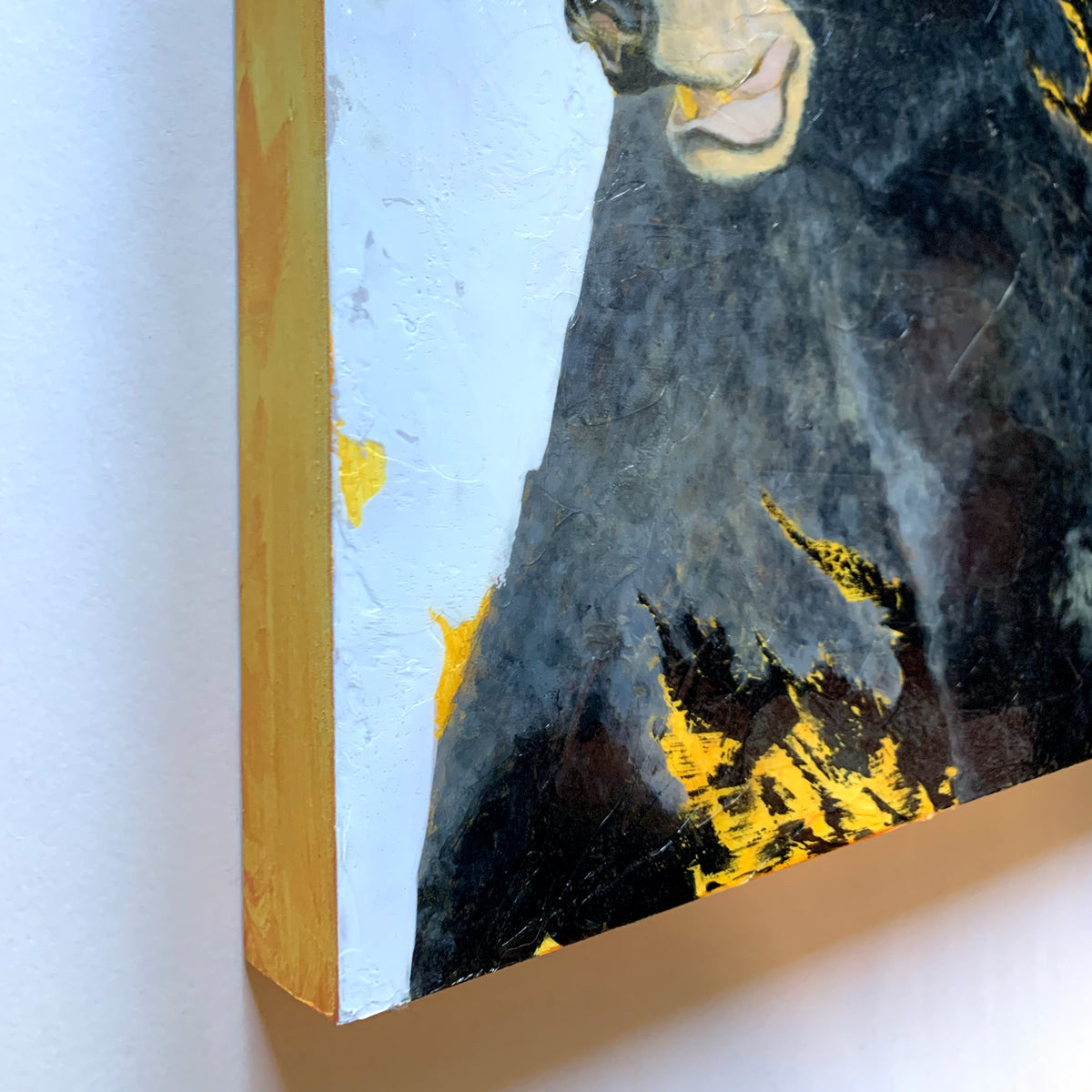 black bear painting &#39;Motherhood&#39; edge detail