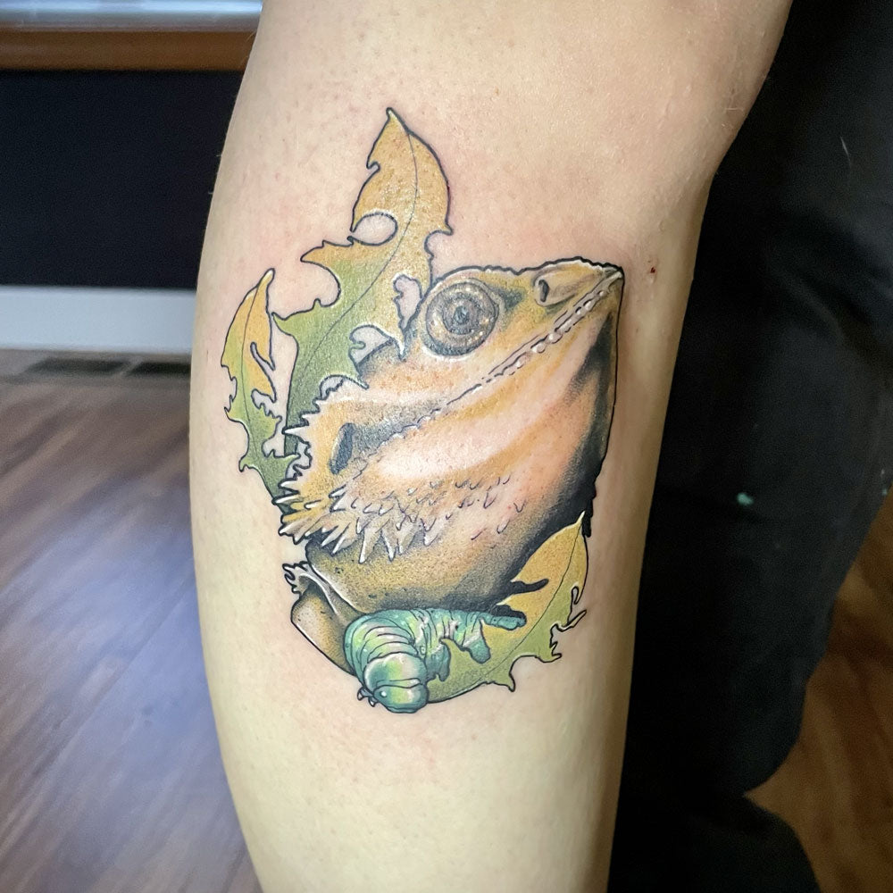 bearded dragon color tattoo by Cass Brown
