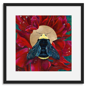 bee art print in black frame