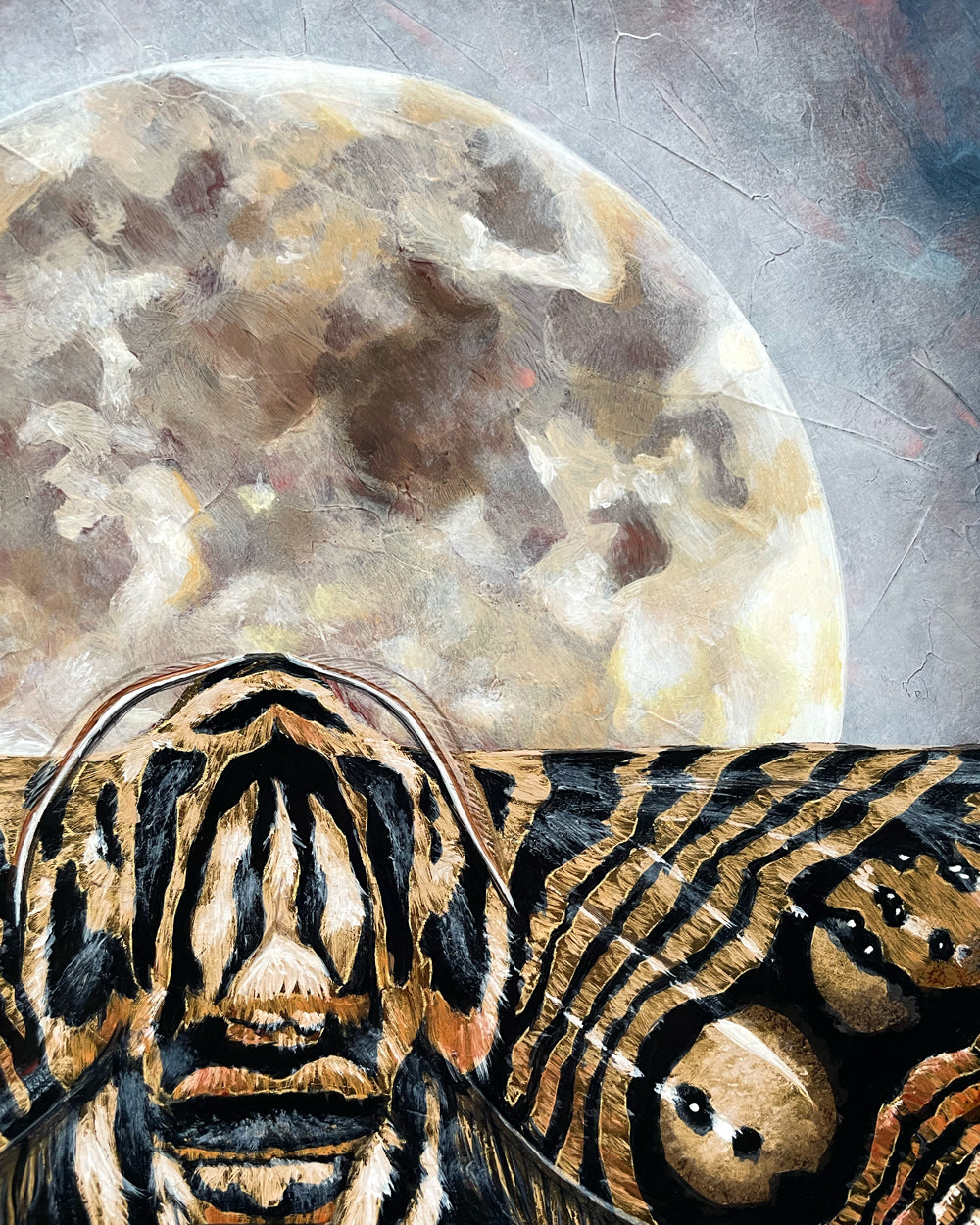 Wallich&#39;s owl moth full moon painting detail