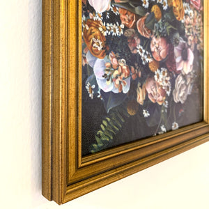 bouquet embellished canvas print in gold frame