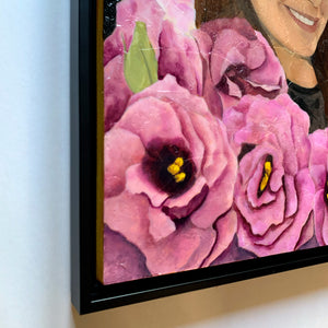 'Brilliance' portrait painting with flowers frame detail