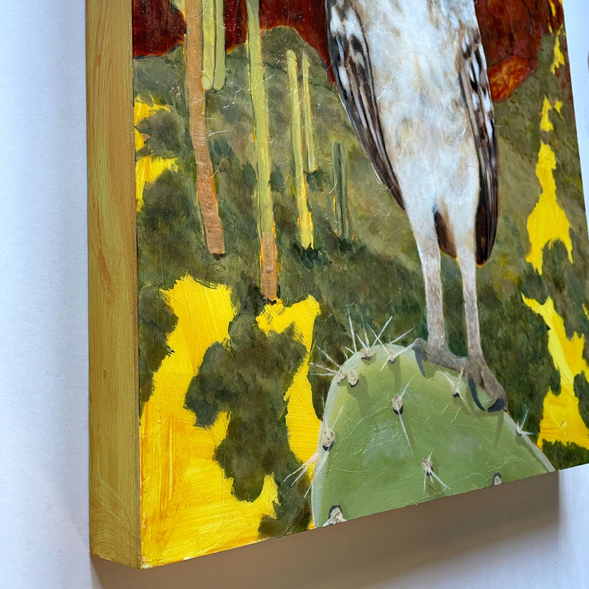 &#39;Cicerone&#39; owl desert painting edge detail