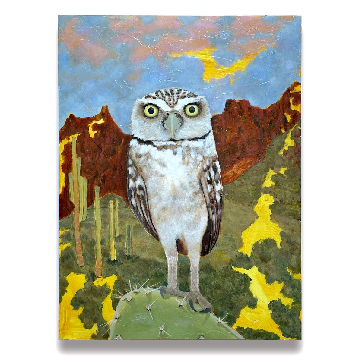&#39;Cicerone&#39; Burrowing owl desert painting