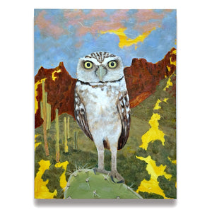 'Cicerone' Burrowing owl desert painting