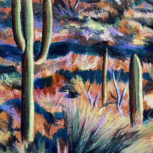 saguaro cactus desert landscape painting detail