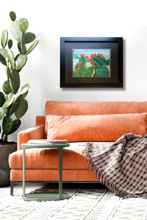 prickly pear cactus painting on wall