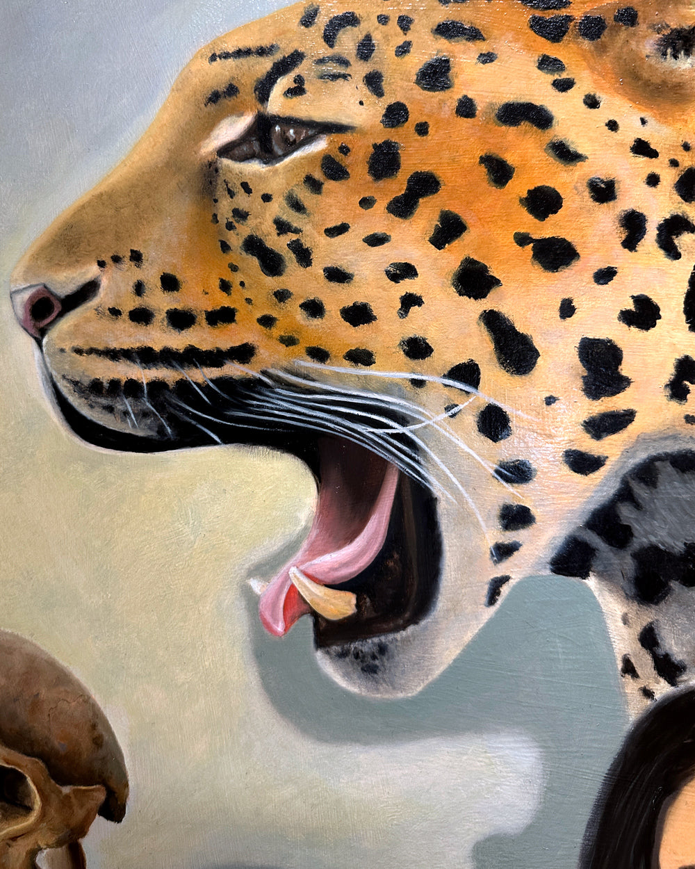 detail of jaguar oil painting