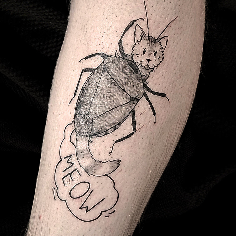 cat bug tattoo by Mary Kuzmin