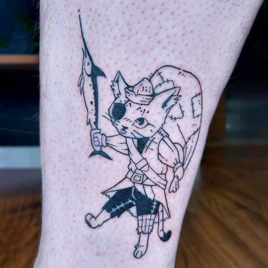 cat pirate tattoo by Vincent Li