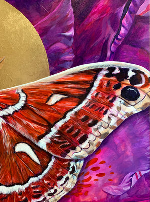 ceanothus moth painting purple rhododendron detail