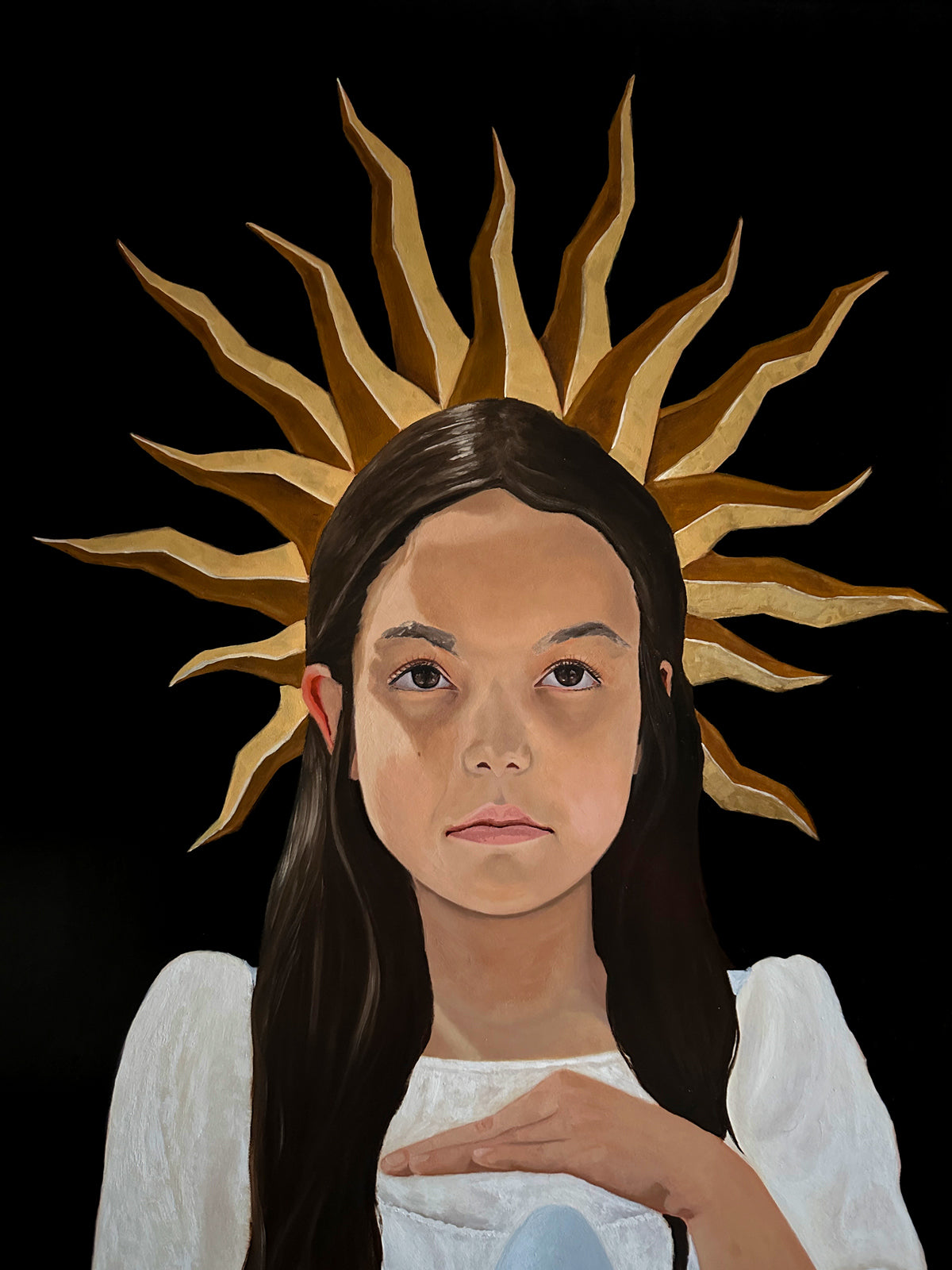 &quot;Fear Shapes What Purity Cannot Hold&quot; Symbolic Child Oil Painting portrait detail by Danny Gordo