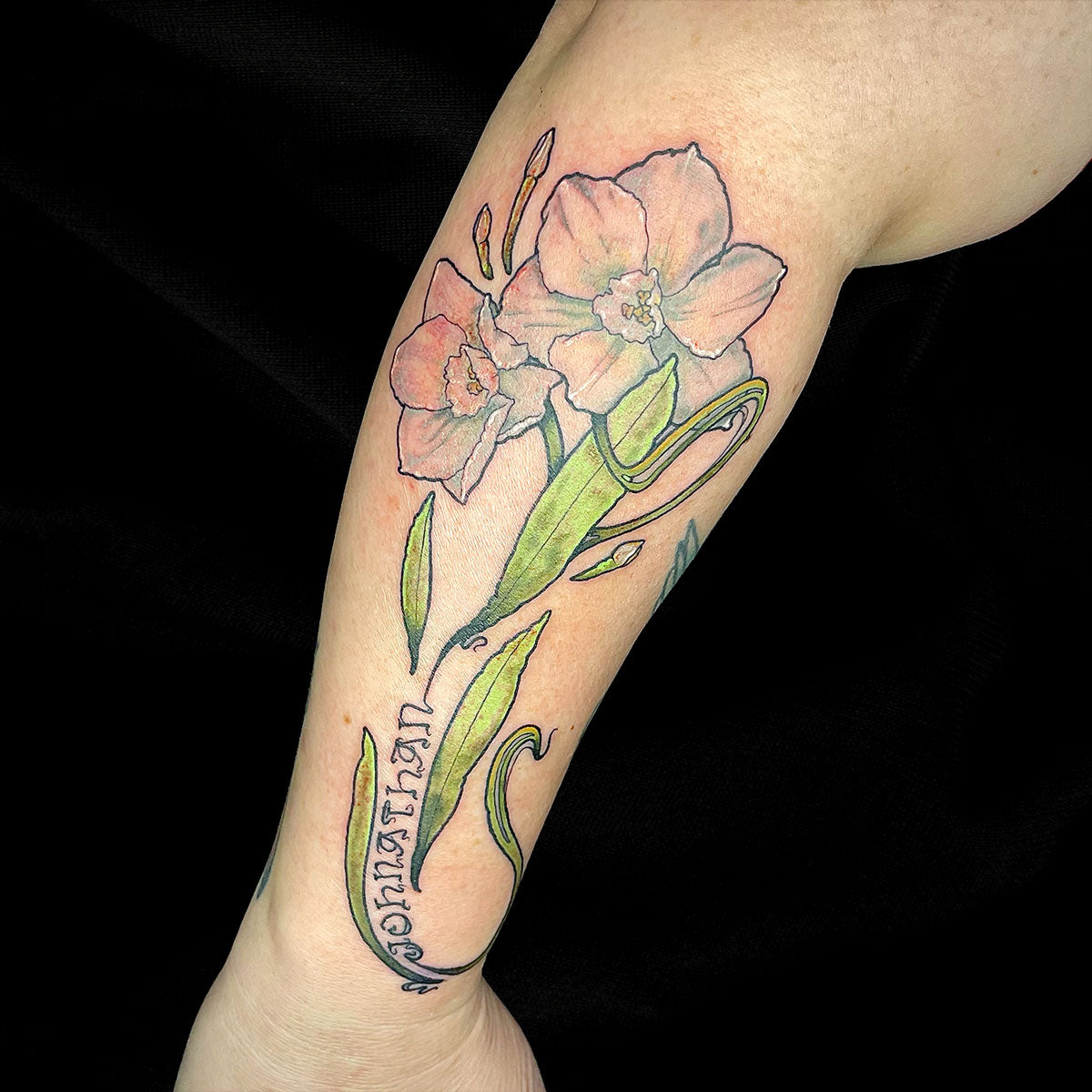 color floral tattoo art nouveau by Cass Brown 