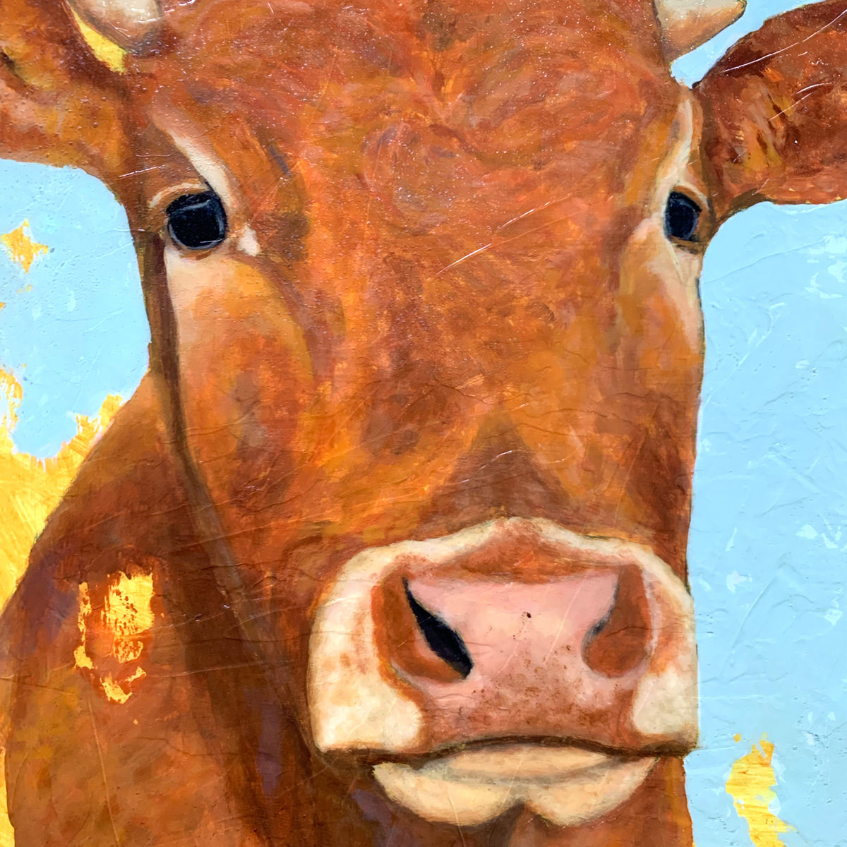 cow painting &#39;Committment&#39; texture detail
