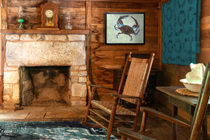 crab art lake cabin painting