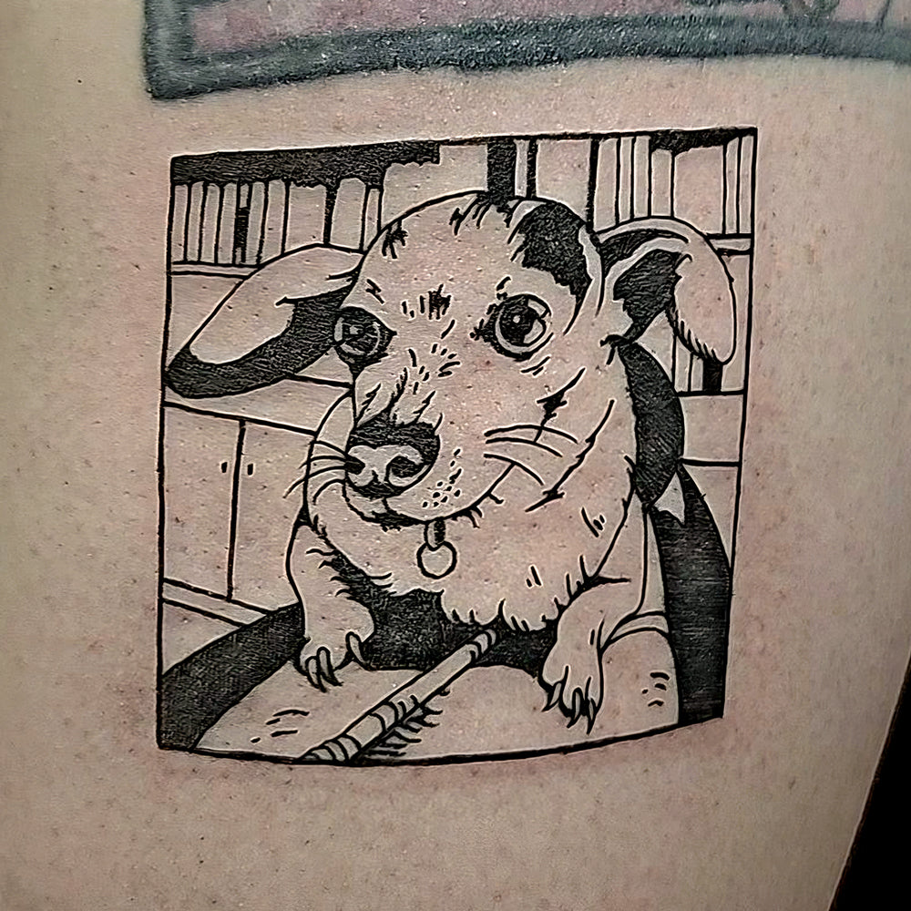 dog portrait tattoo by Mary Kuzmin