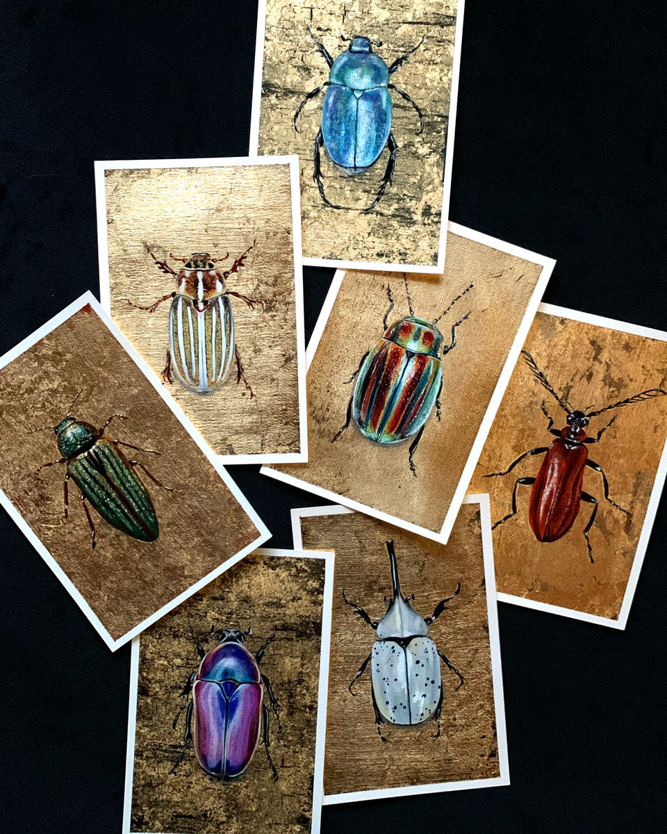 gold leaf beetle paintings inspired by 7 elements