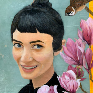 Eos woman floral portrait painting detail