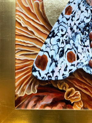 moth and mushroom painting detail