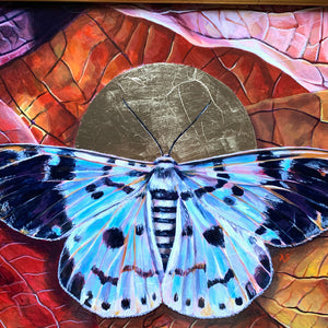 exhale blue tiger moth painting detail