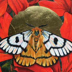 'Expand' sheep moth embellished art print gold leaf halo