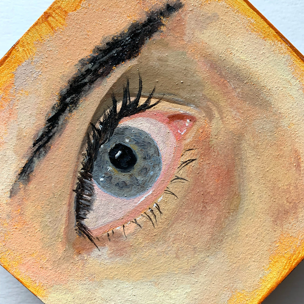 small eye painting blue and yellow detail