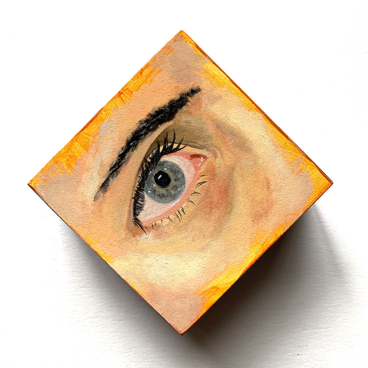 small eye painting blue and yellow