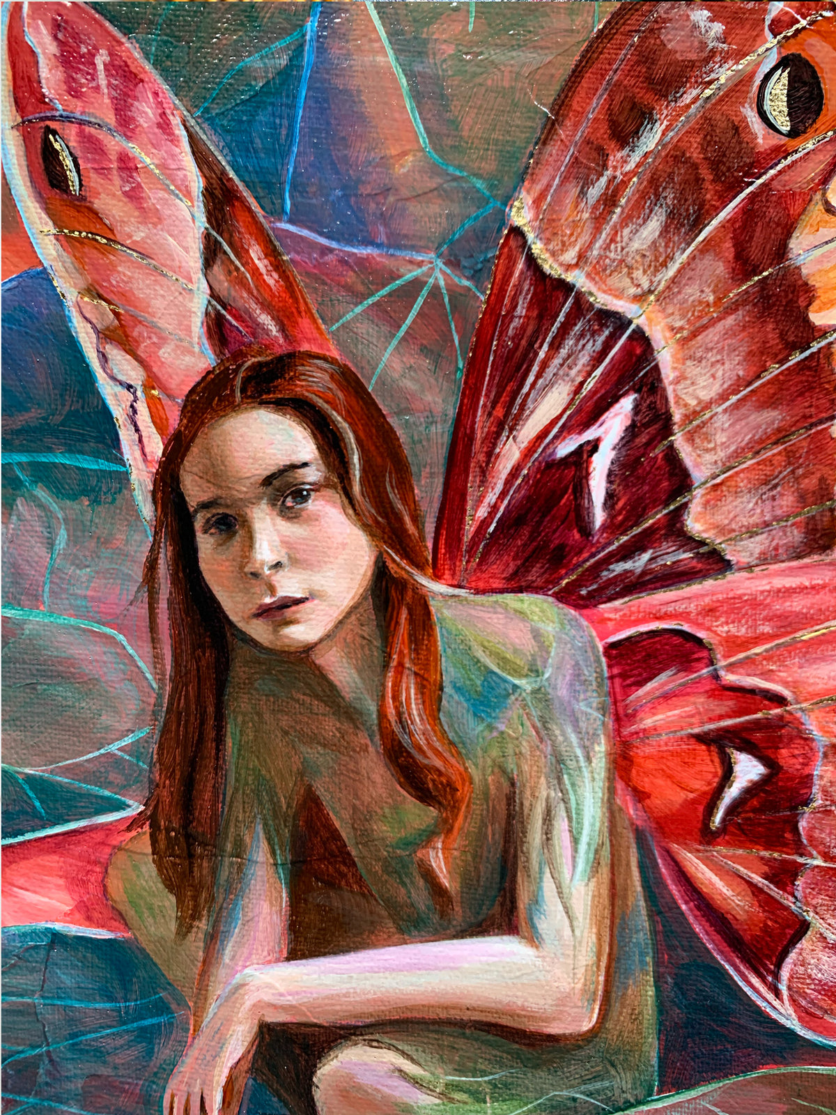 fairy artwork fairy painting with red wings detail