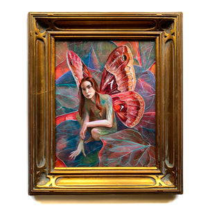 fairy artwork fairy painting with red wings in gold frame