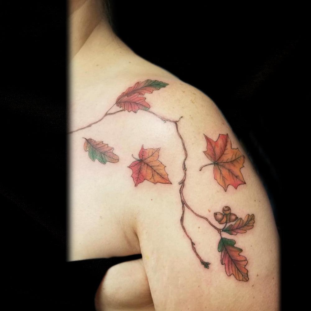 fall leaf color tattoo by Lydia