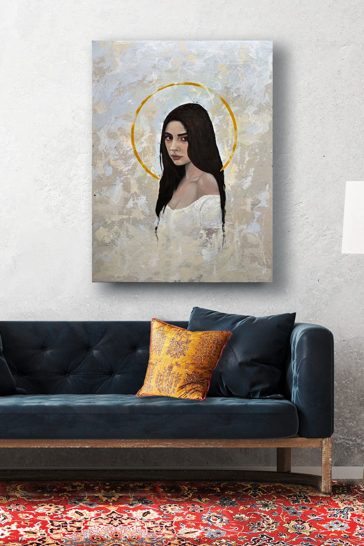 woman portrait painting on wall