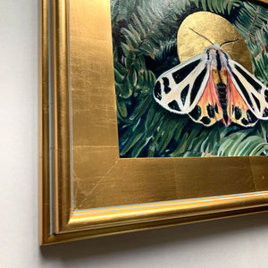 fern nais tiger moth painting wide gold frame detail