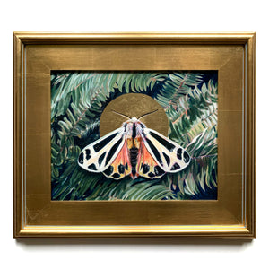 fern nais tiger moth painting in gold frame
