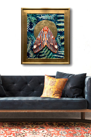 fern moth painting hanging on wall