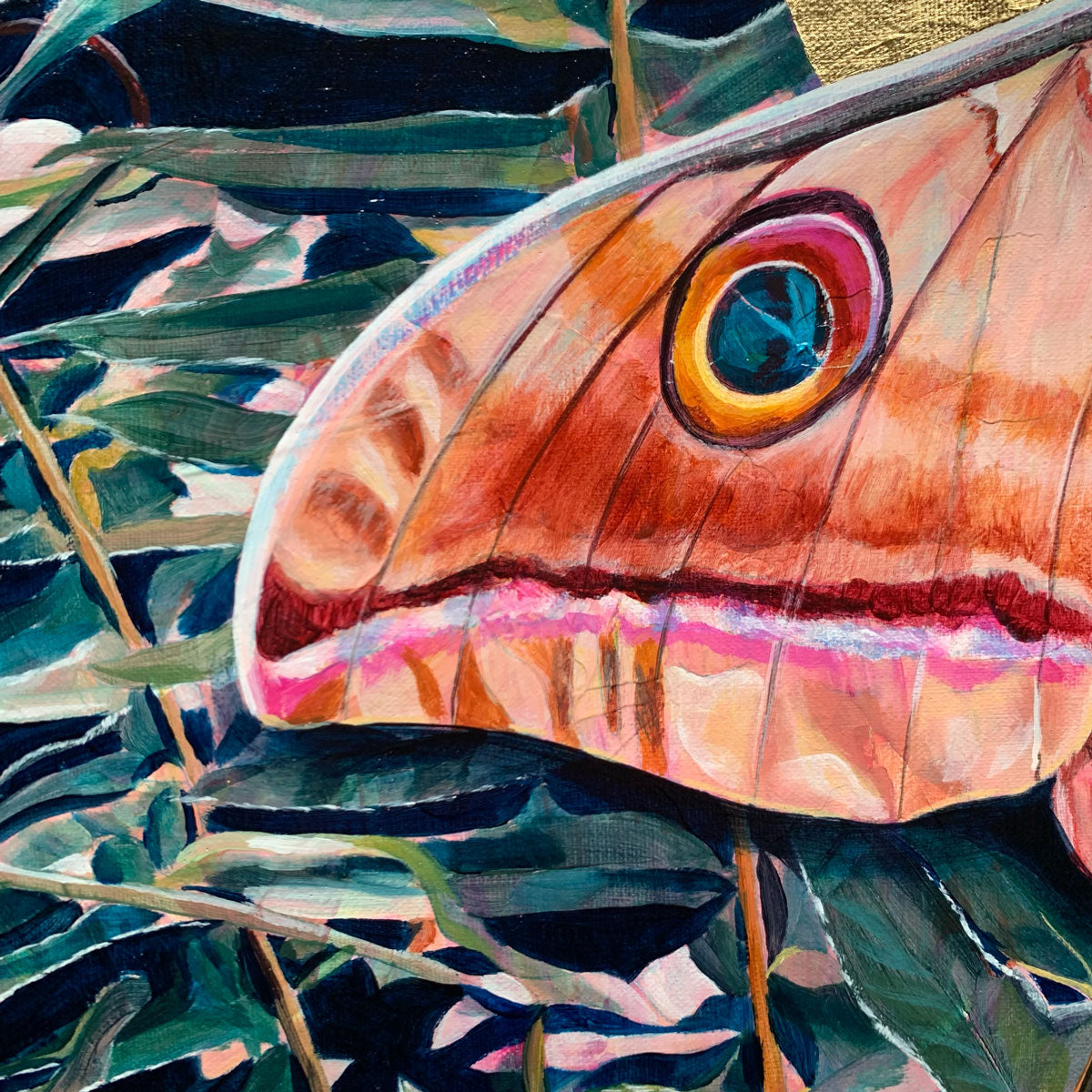 fern tussah silkmoth fern painting detail