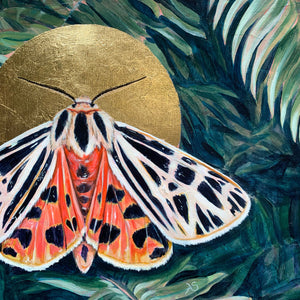 fern virgin tiger moth painting gold halo detail
