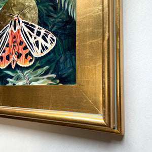 fern virgin tiger moth painting wide gold leaf frame detail