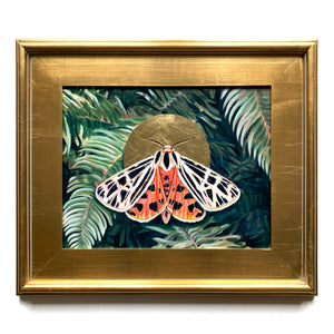 fern virgin tiger moth painting in gold frame
