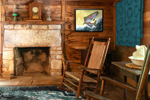 fish art painting for cabin lake house art