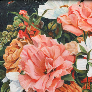 pink flower ladybug bouquet canvas art print