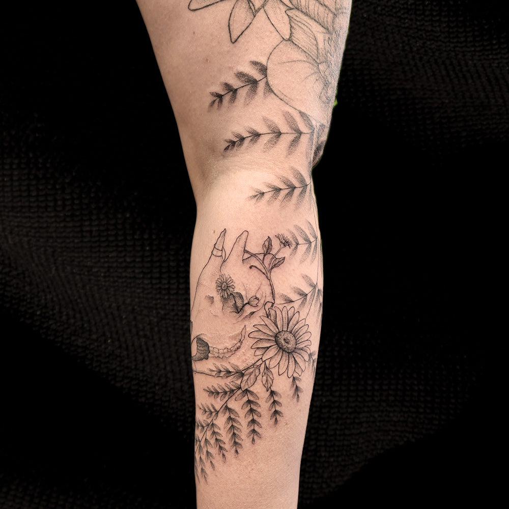 fern fine line tattoo by Lydia Pitts