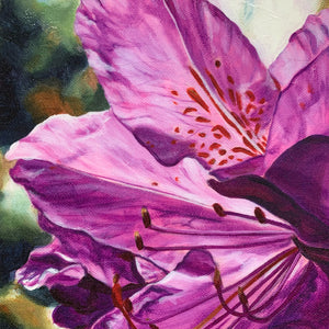 purple rhododendron embellished canvas art print texture detail