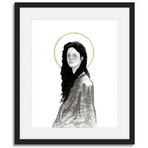 halo portrait drawing girl art print in a frame
