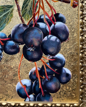 hawthorn berry painting gold leaf detail